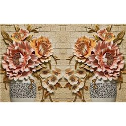 Две вазы с цветами - 3D фотообои|3D цветы - Модульная картины, Репродукции, Декоративные панно, Декор стен