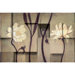 Бежевые цветы - 3D фотообои|3Д обои для зала - Модульная картины, Репродукции, Декоративные панно, Декор стен