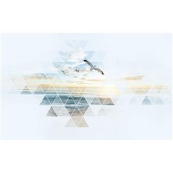 Чайки над морем - 3D фотообои|3Д обои для зала - Модульная картины, Репродукции, Декоративные панно, Декор стен