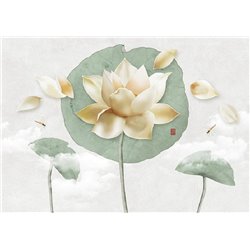 Кремовый лотос - 3D фотообои|3D цветы - Модульная картины, Репродукции, Декоративные панно, Декор стен