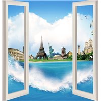 Коллаж с памятниками мира - Вид из окна