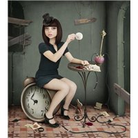 Портреты картины репродукции на заказ - Девушка с часами - Фотообои Арт