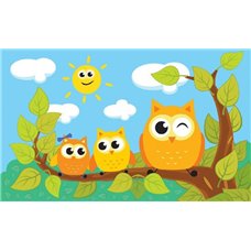 Картина на холсте по фото Модульные картины Печать портретов на холсте Совы на дереве - Фотообои детские