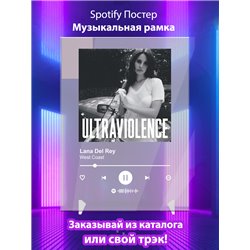 Lana Del Rey - West Coast - постер Spotify - Модульная картины, Репродукции, Декоративные панно, Декор стен