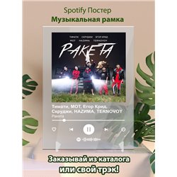 Тимати, MOT, Егор Крид, Скруджи, НАZИМА, TERNOVOY - Ракета - постер Spotify - Модульная картины, Репродукции, Декоративные панно, Декор стен