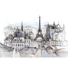 Фотообои - Париж акварелью